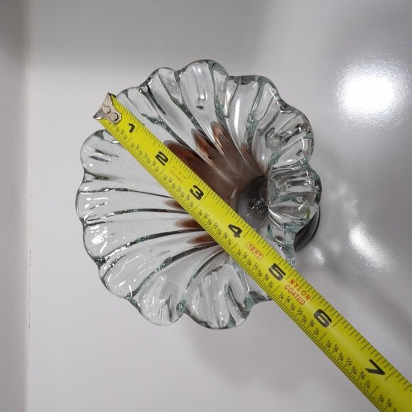 Vintage Hand Blown Art Glass Vase Purple Fused Clear Decorative Display - Picture 3 of 13